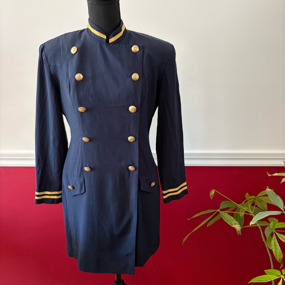 Vintage Creation Joseph Ribkoff Navy Ramper with Gold Accents